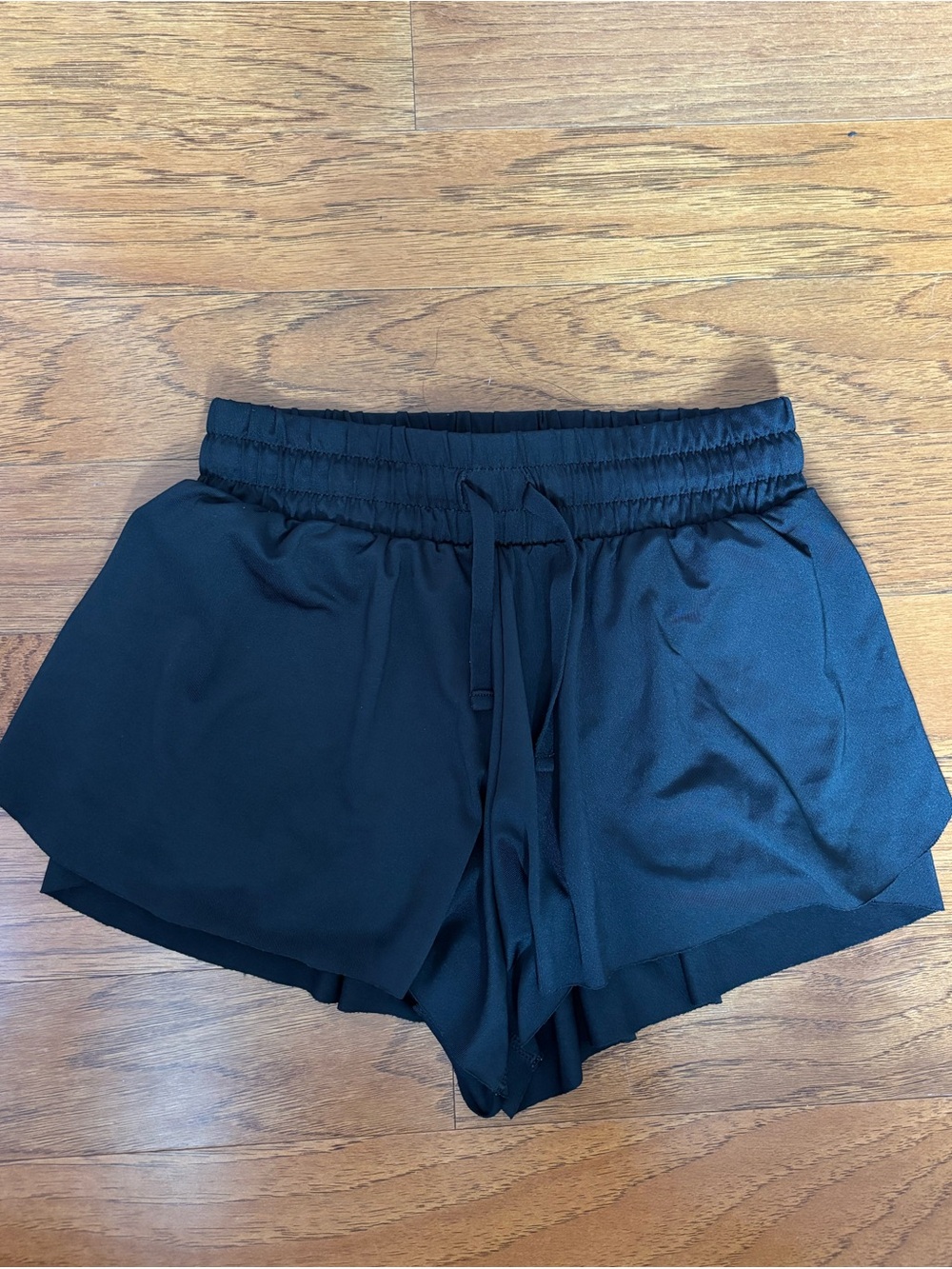 Yogalicious Black Athletic Layered Drawstring Shorts